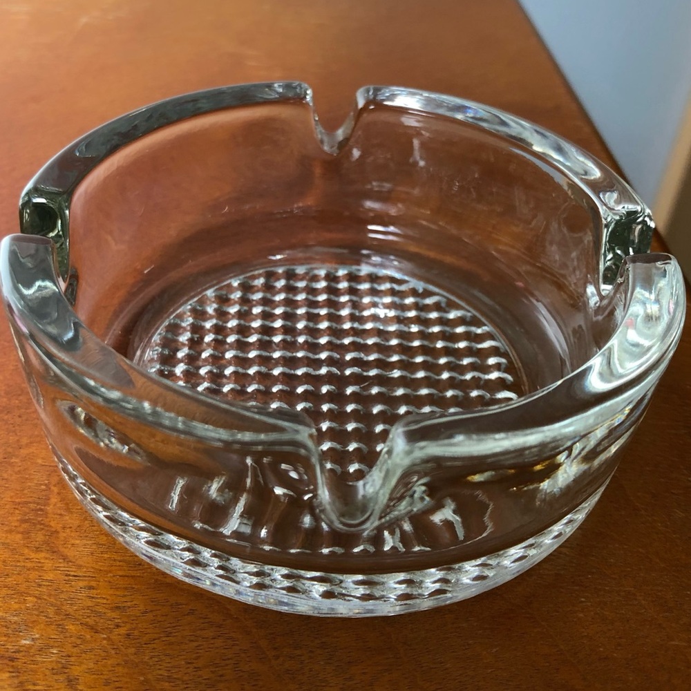 Vintage Heavy Clear Glass Ashtray